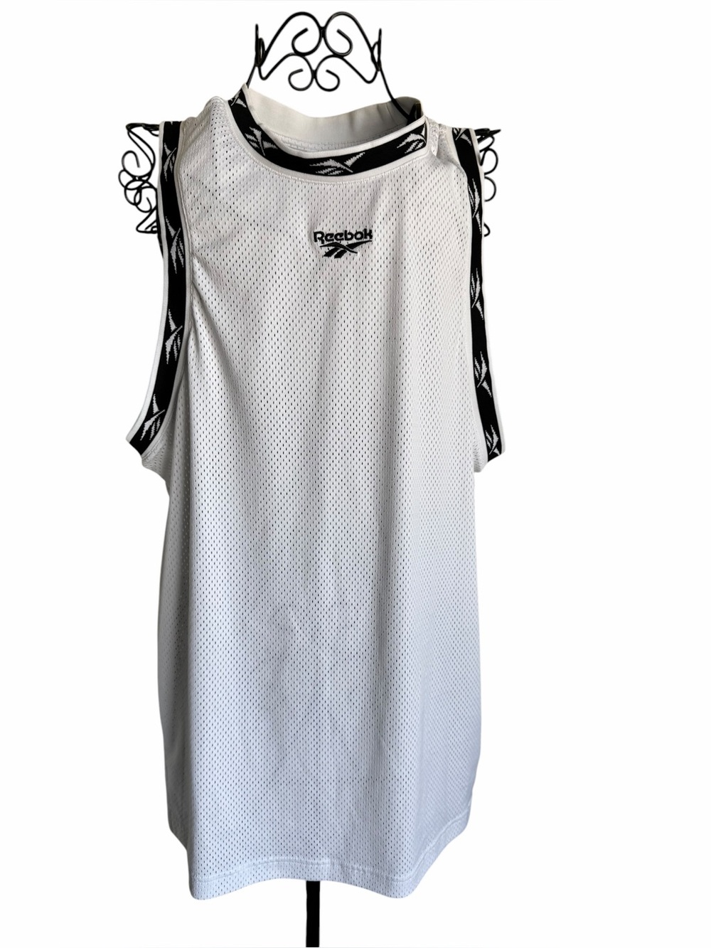 Reebok White Mesh Tank with Black Trim